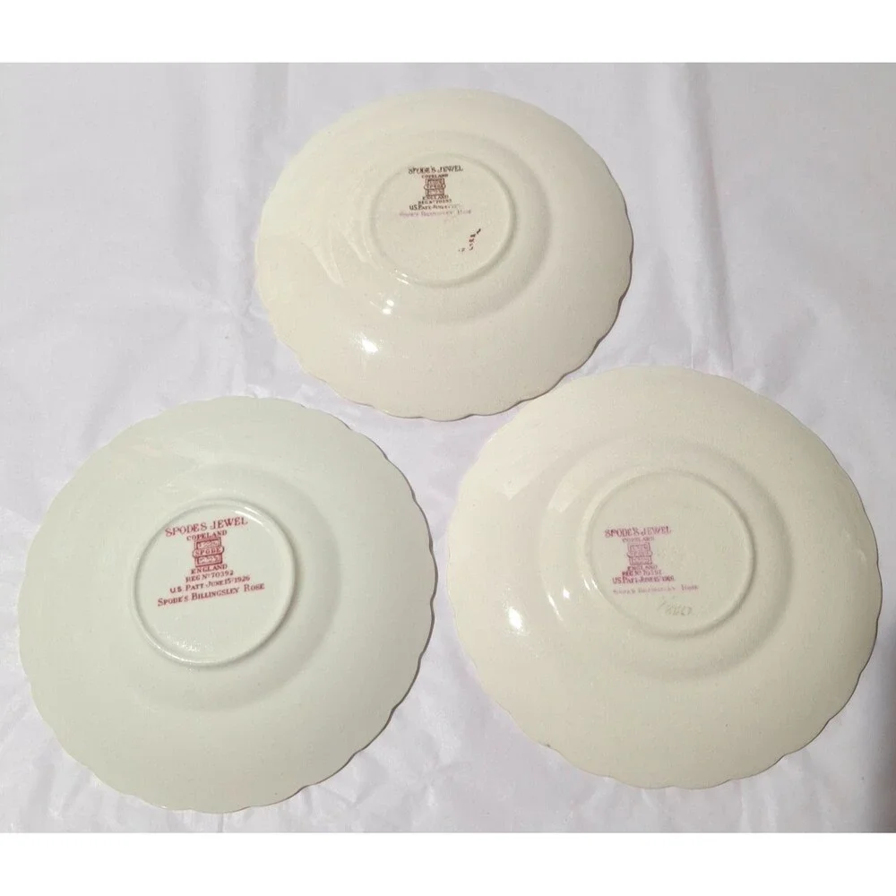 3 VTG Spode's Jewel Copeland Billingsley Rose Saucers 5 3/4